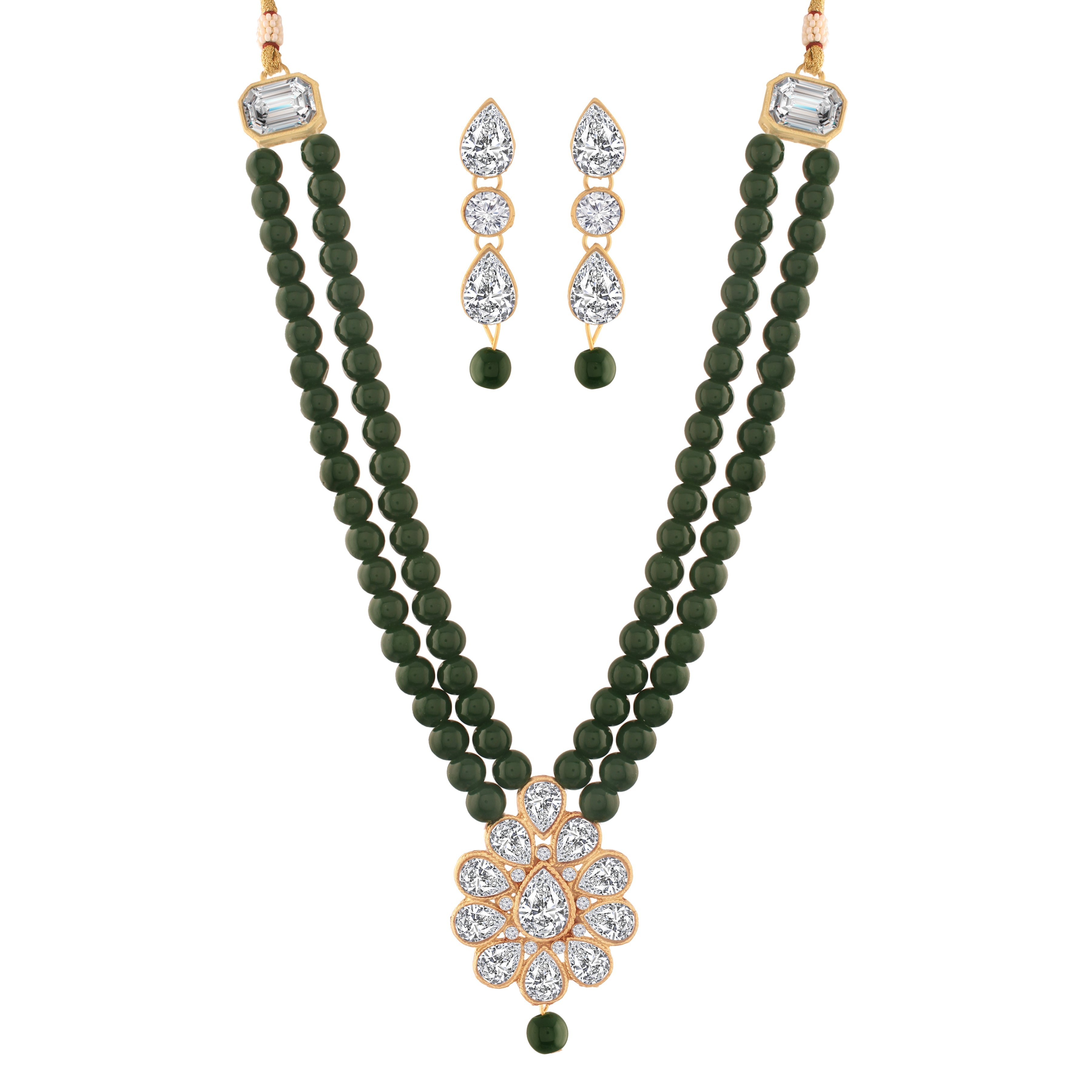 Women's traditional gold plated pearl kundan necklace set with earrings ml140g