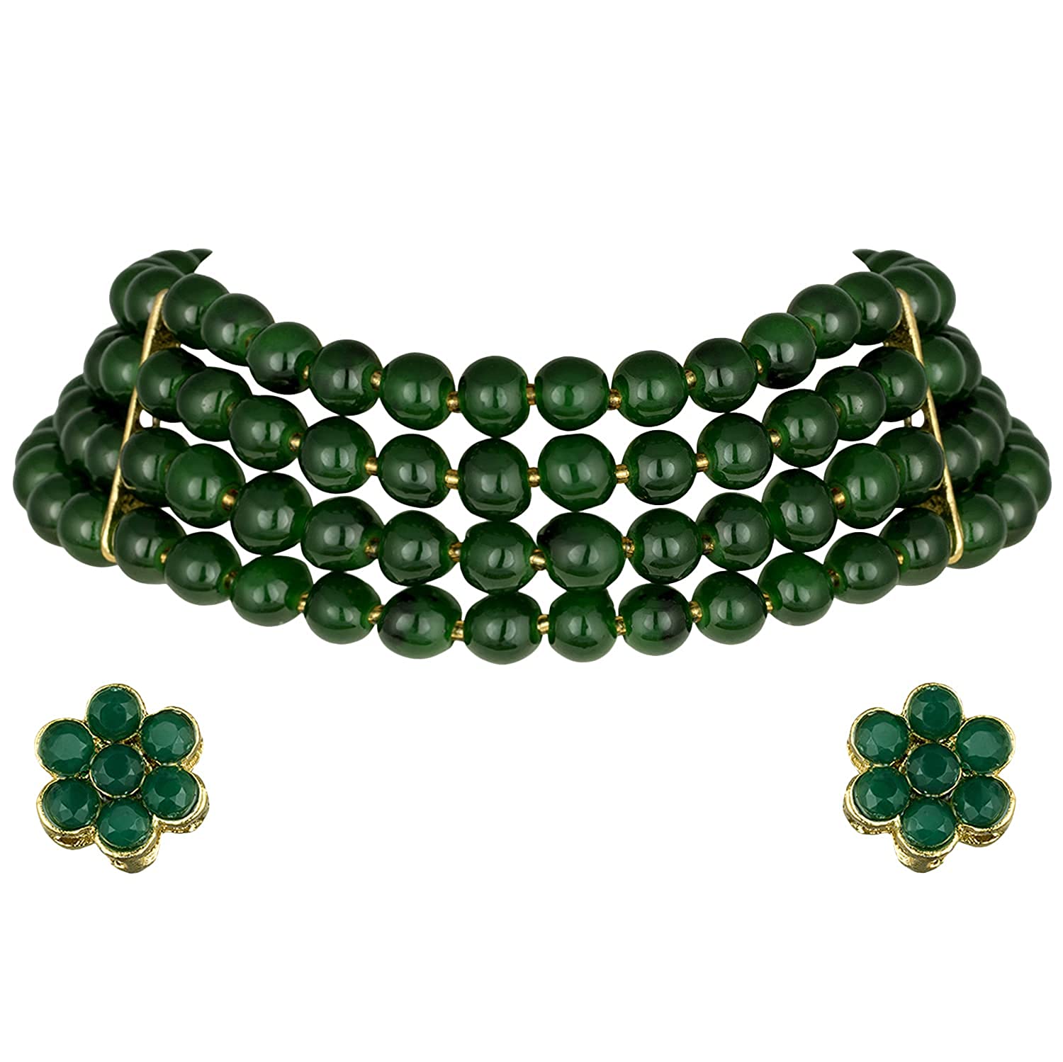 Women's 18k Gold Plated Black Pearl Beaded Choker Se