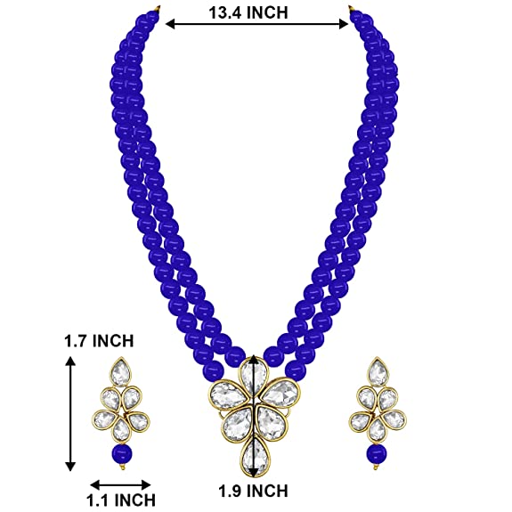Women's 18k Gold Plated Traditional Kundan & Pearl Studded Necklace Jewellery Set ML3