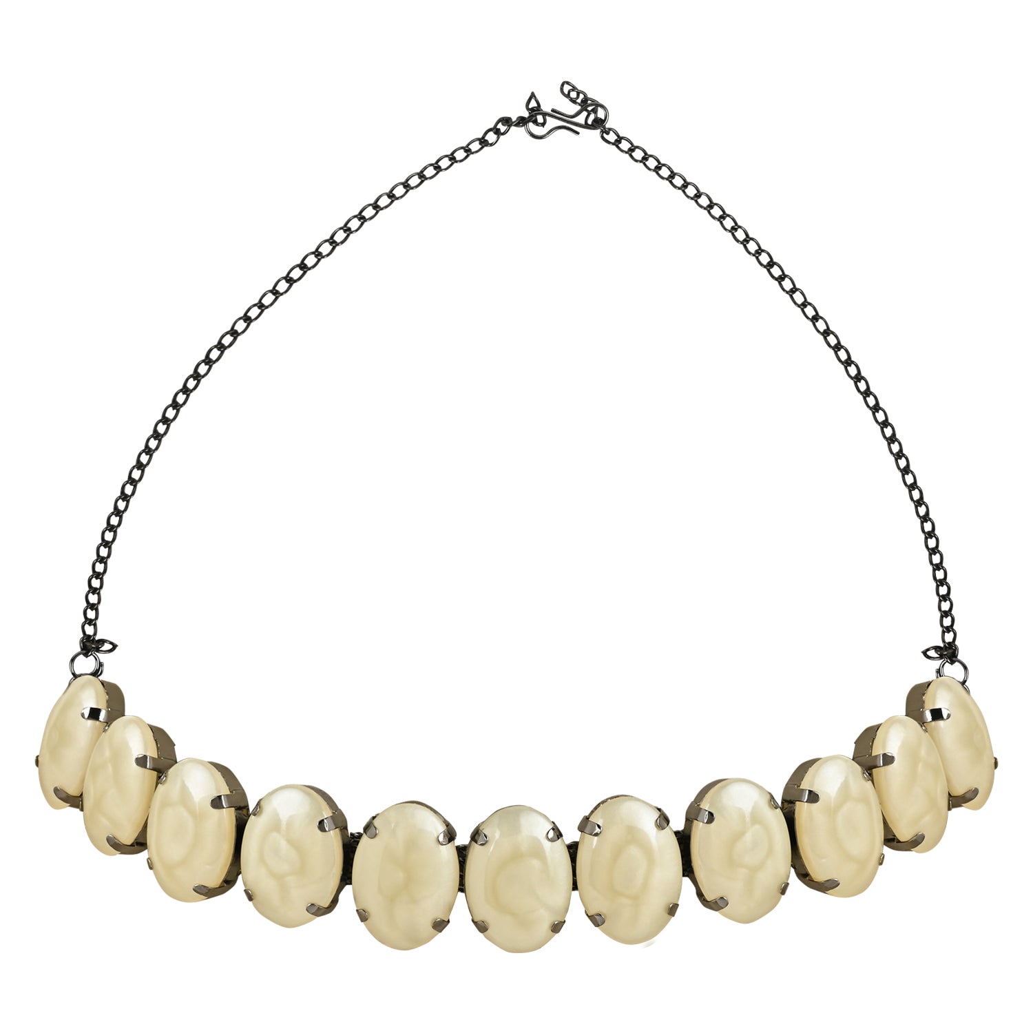 Women's Glamorous Fashionable Eye-Catching Cream Beaded Choker and Earrings Set