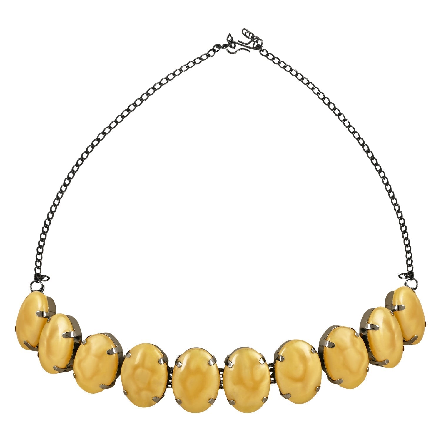 Women's Glamorous Fashionable Eye-Catching Yellow Beaded Choker and Earrings Set