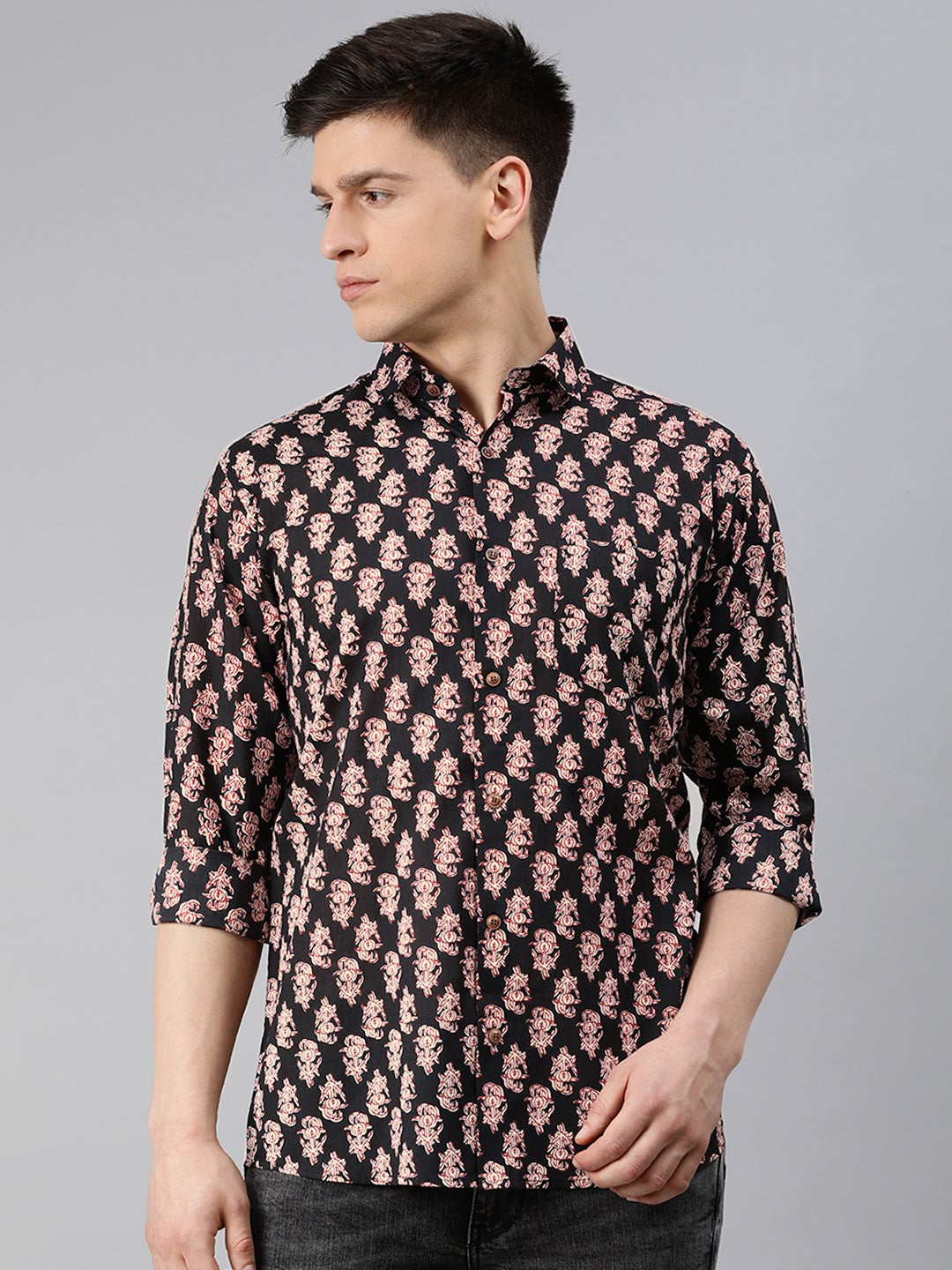 Men's Black Cotton Full Sleeves Shirts For Men - Taantav