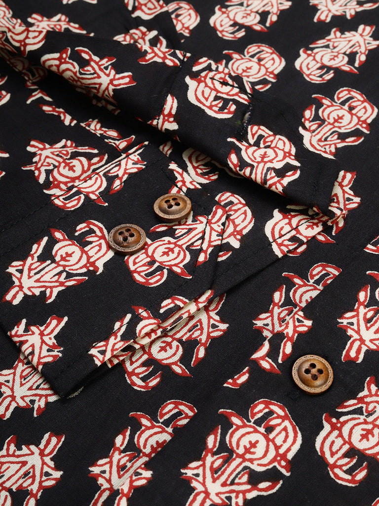 Men's Black Cotton Full Sleeves Shirts For Men