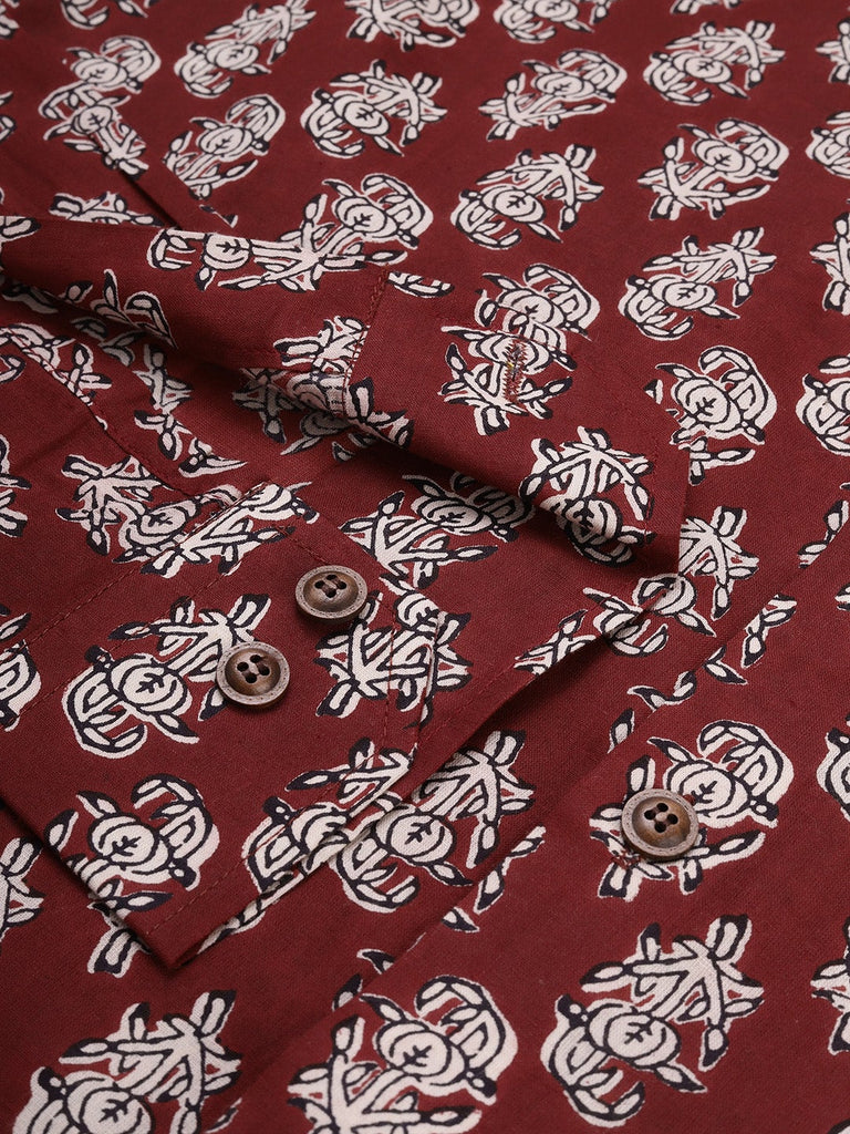 Men's Maroon Cotton Full Sleeves Shirts For Men