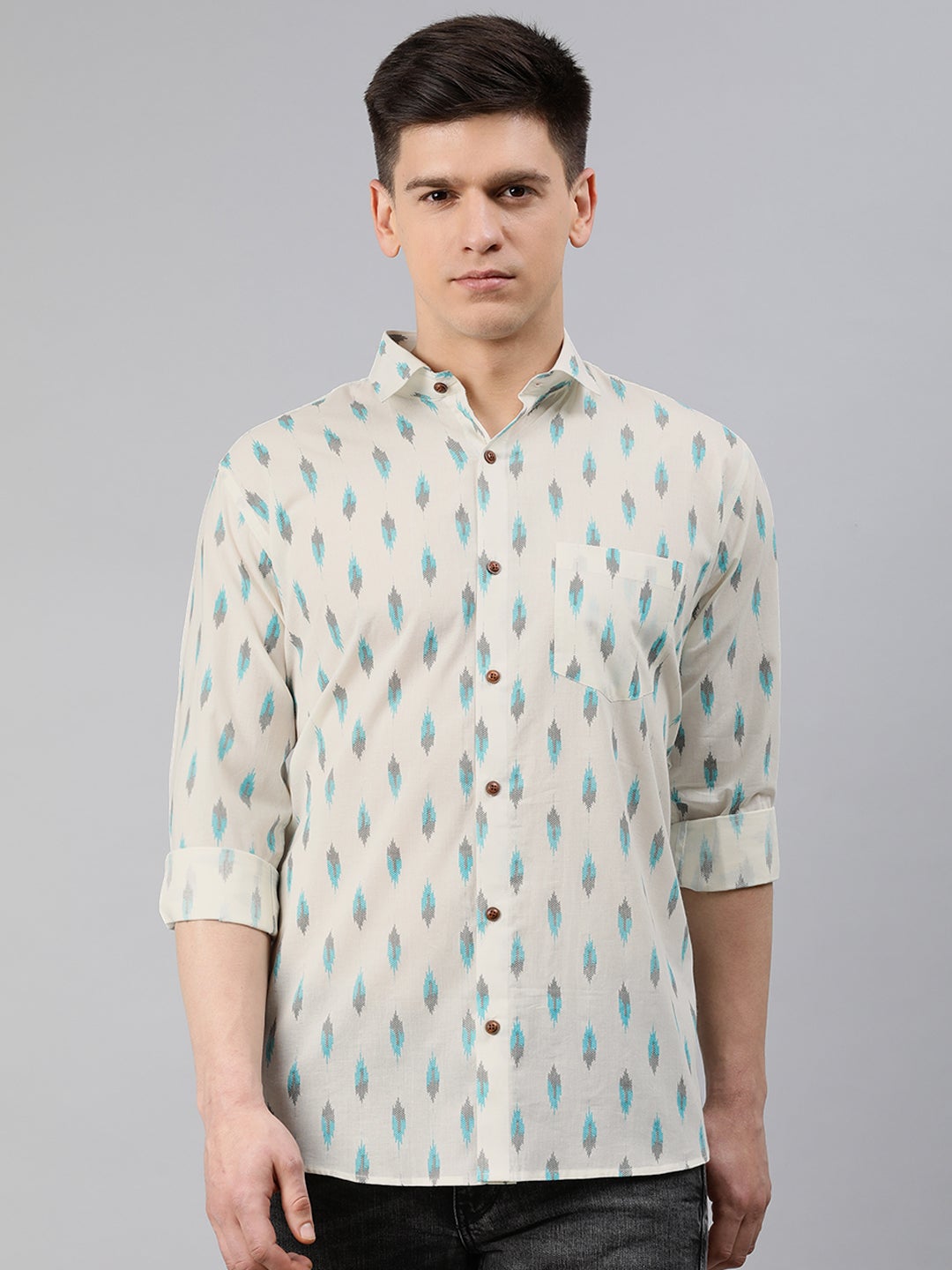 Men's White Cotton Full Sleeves Shirts For Men - Taantav