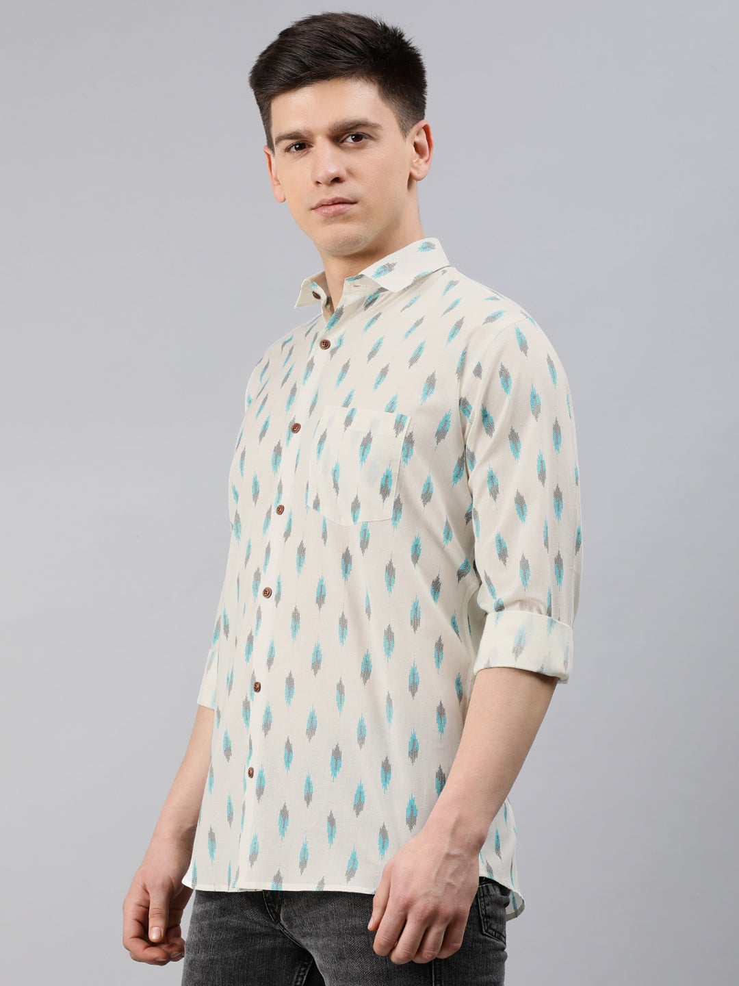 Men's White Cotton Full Sleeves Shirts For Men - Taantav