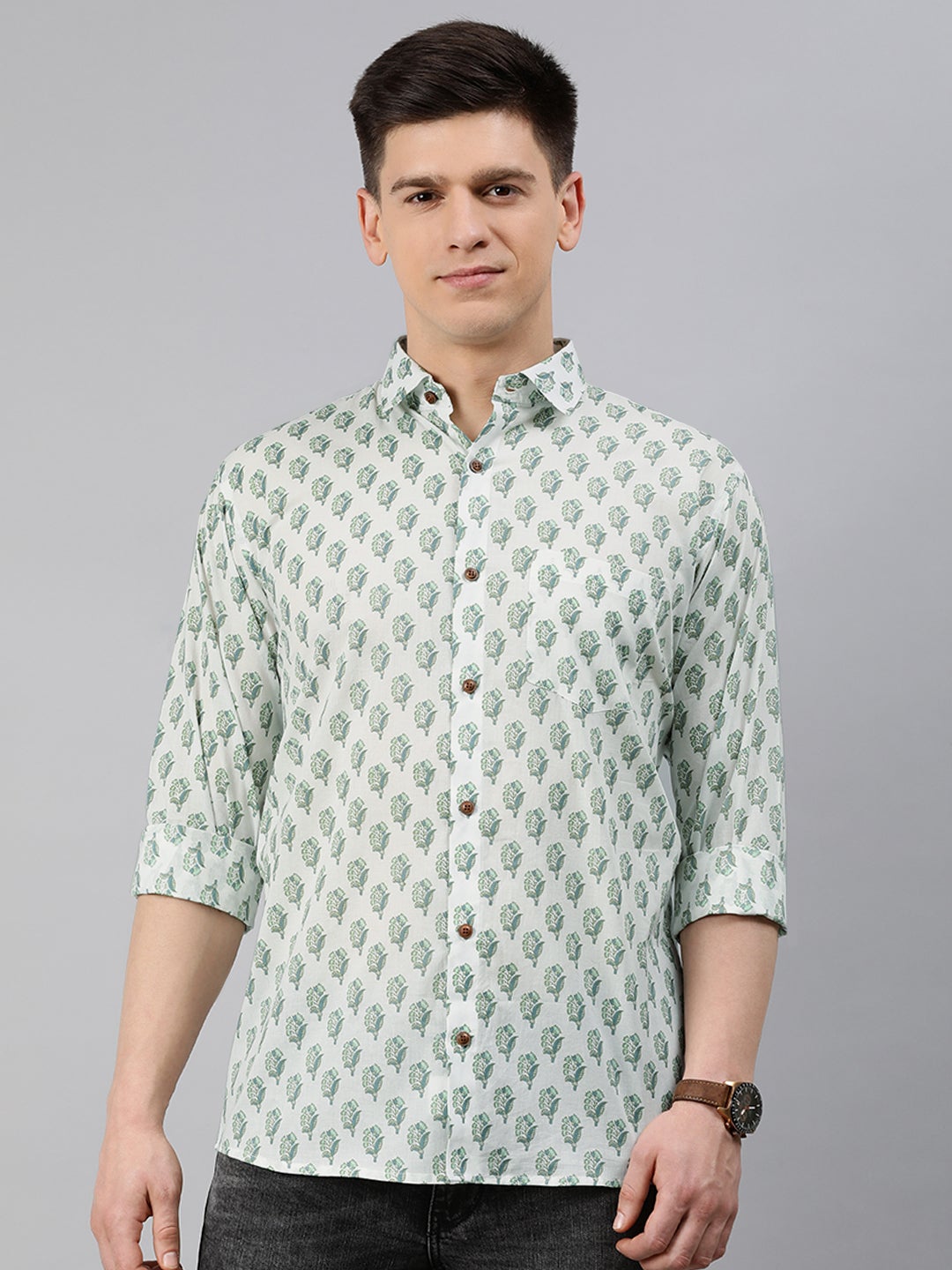 Men's White Cotton Full Sleeves Shirts For Men - Taantav