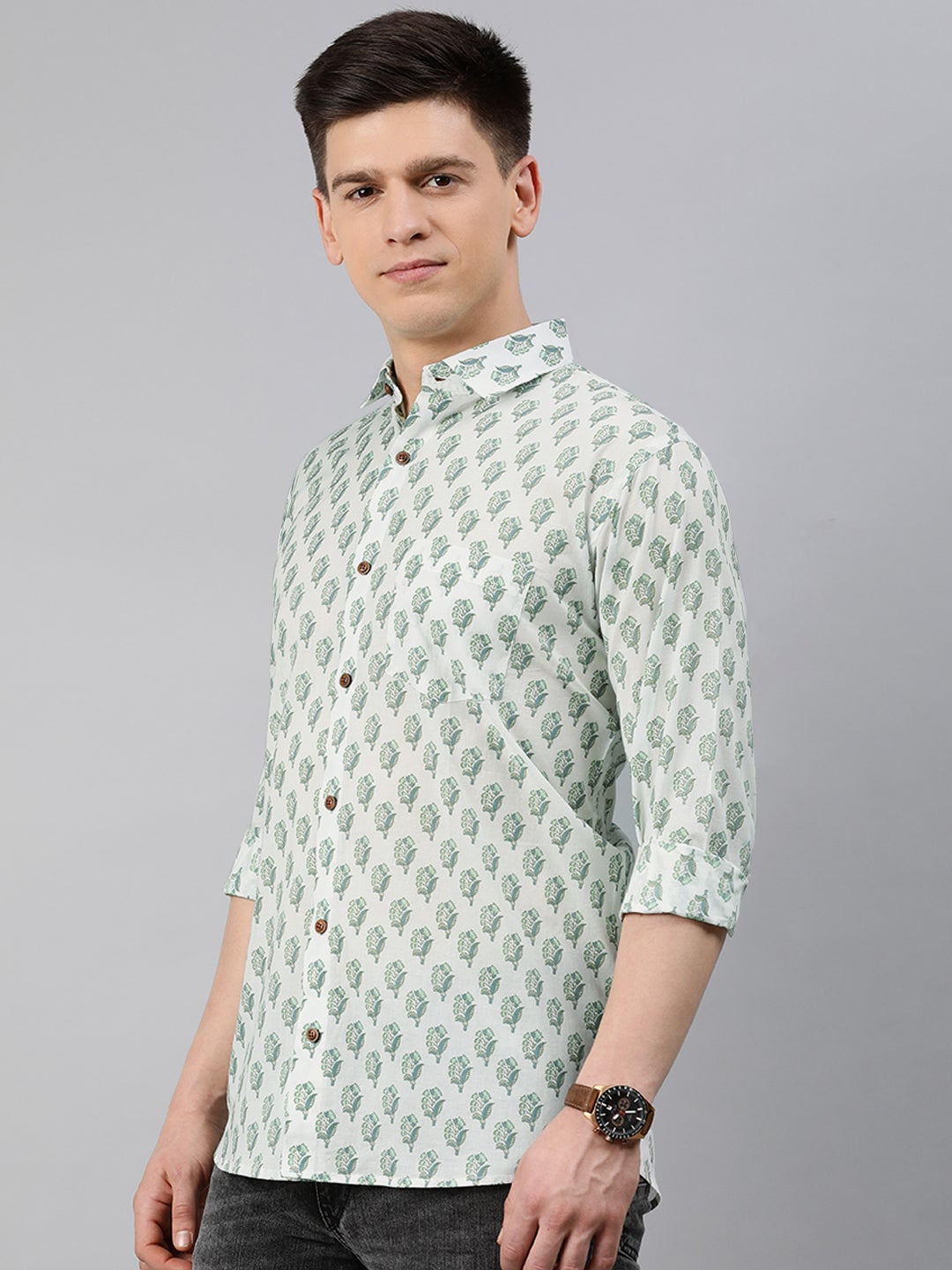 Men's White Cotton Full Sleeves Shirts For Men - Taantav