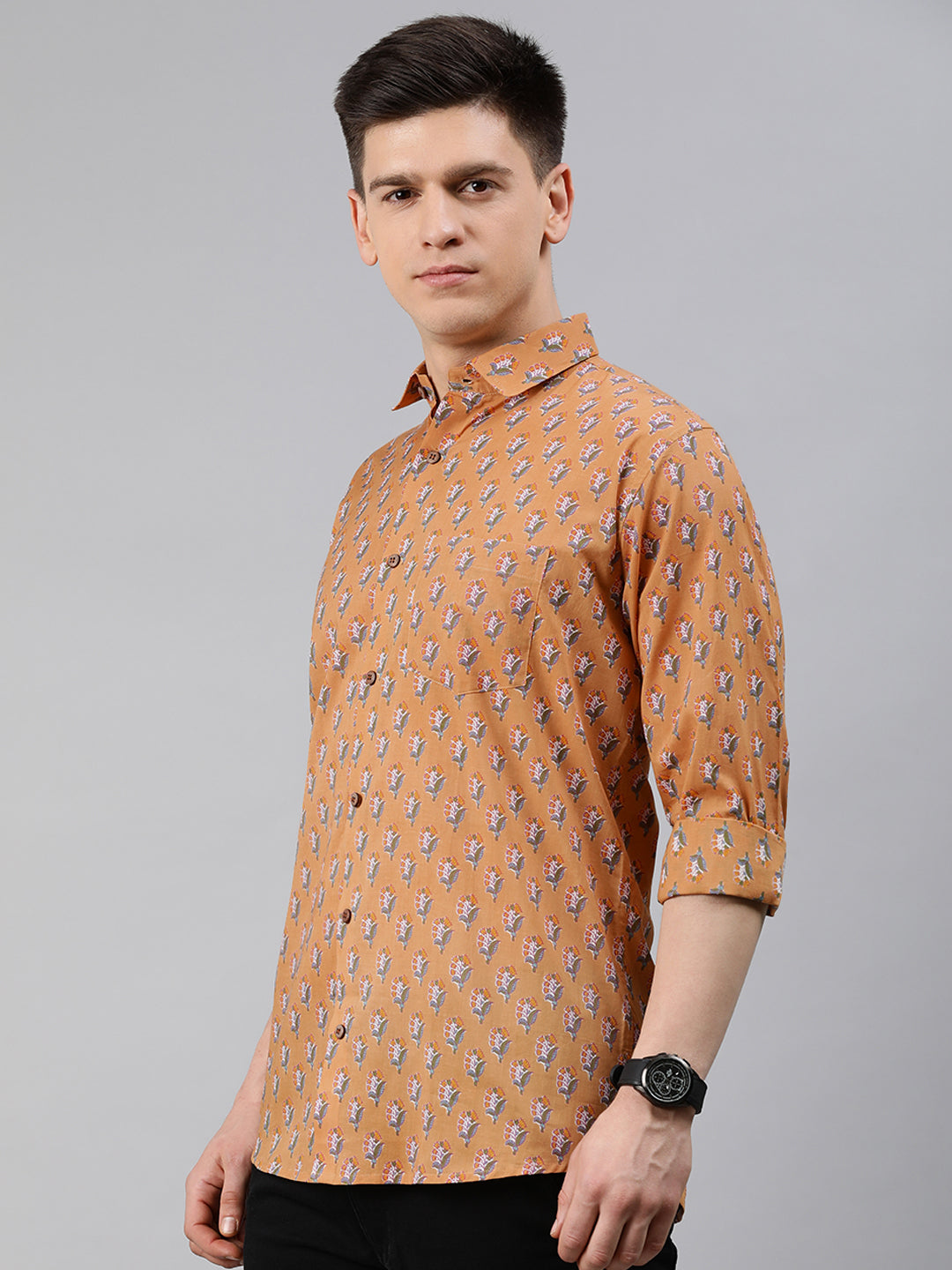 Men's Mustard Cotton Full Sleeves Shirts For Men - Taantav