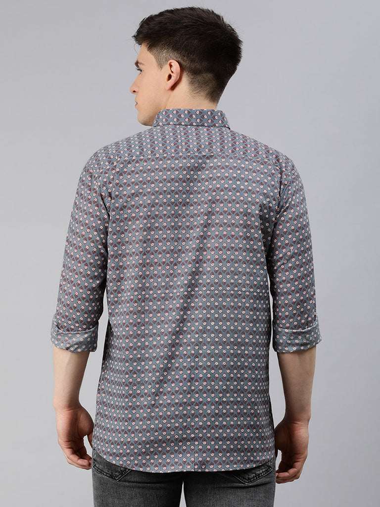 Men's Gray Cotton Full Sleeves Shirts For Men