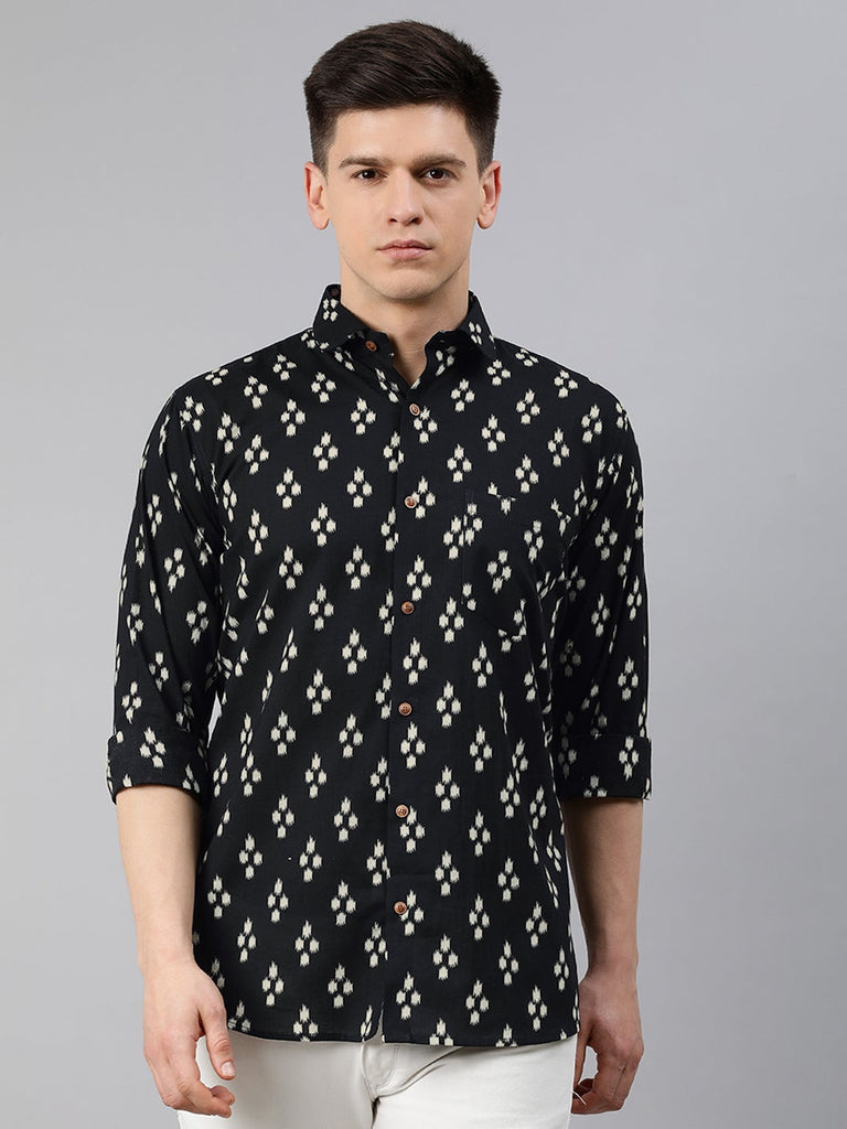 Men's Black Cotton Full Sleeves Shirts For Men