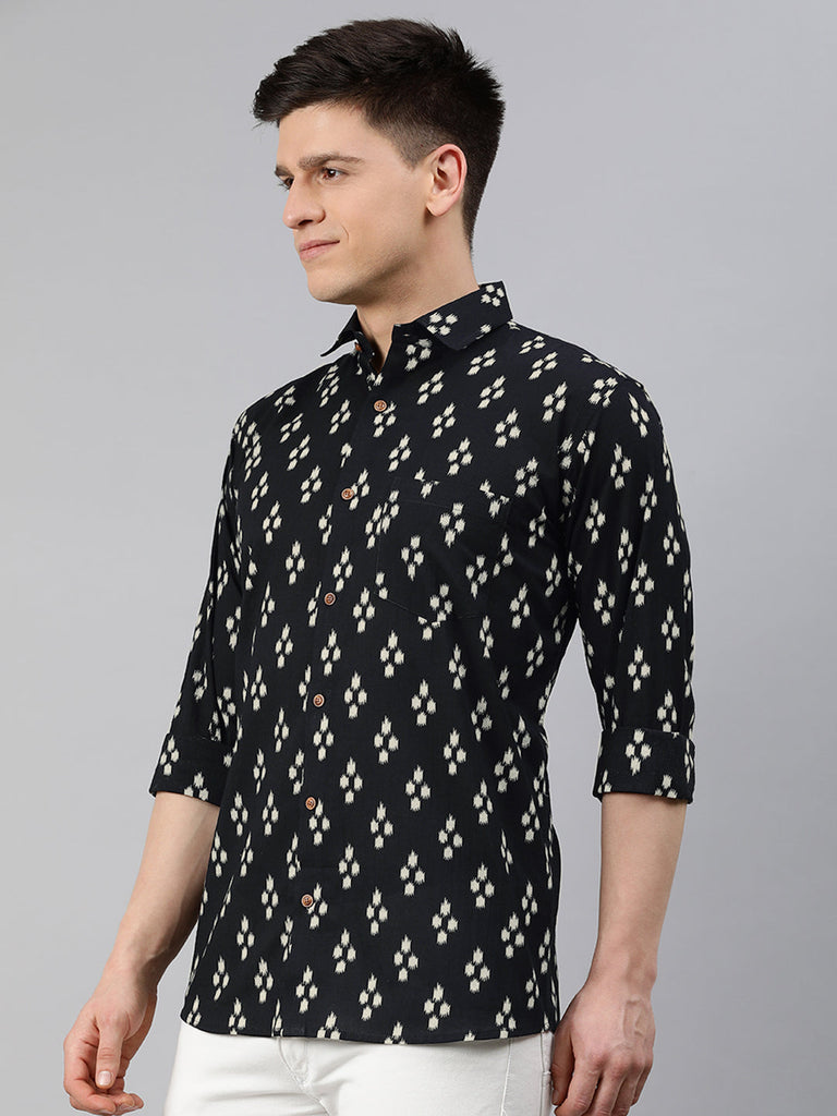 Men's Black Cotton Full Sleeves Shirts For Men