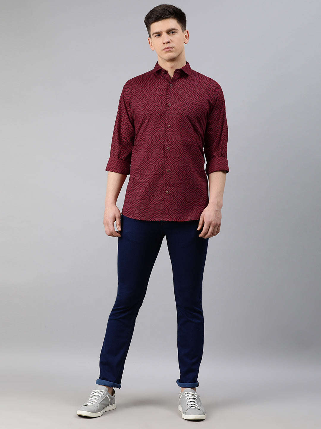 Men's Maroon Cotton Full Sleeves Shirts For Men - Taantav