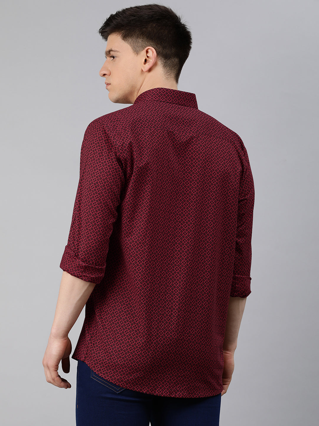 Men's Maroon Cotton Full Sleeves Shirts For Men - Taantav