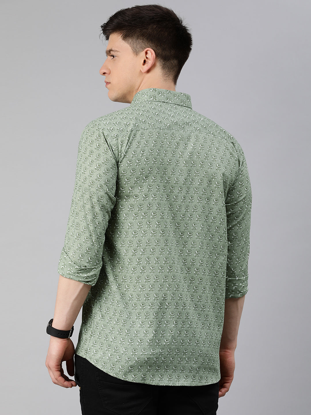 Men's Green Cotton Full Sleeves Shirts For Men - Taantav