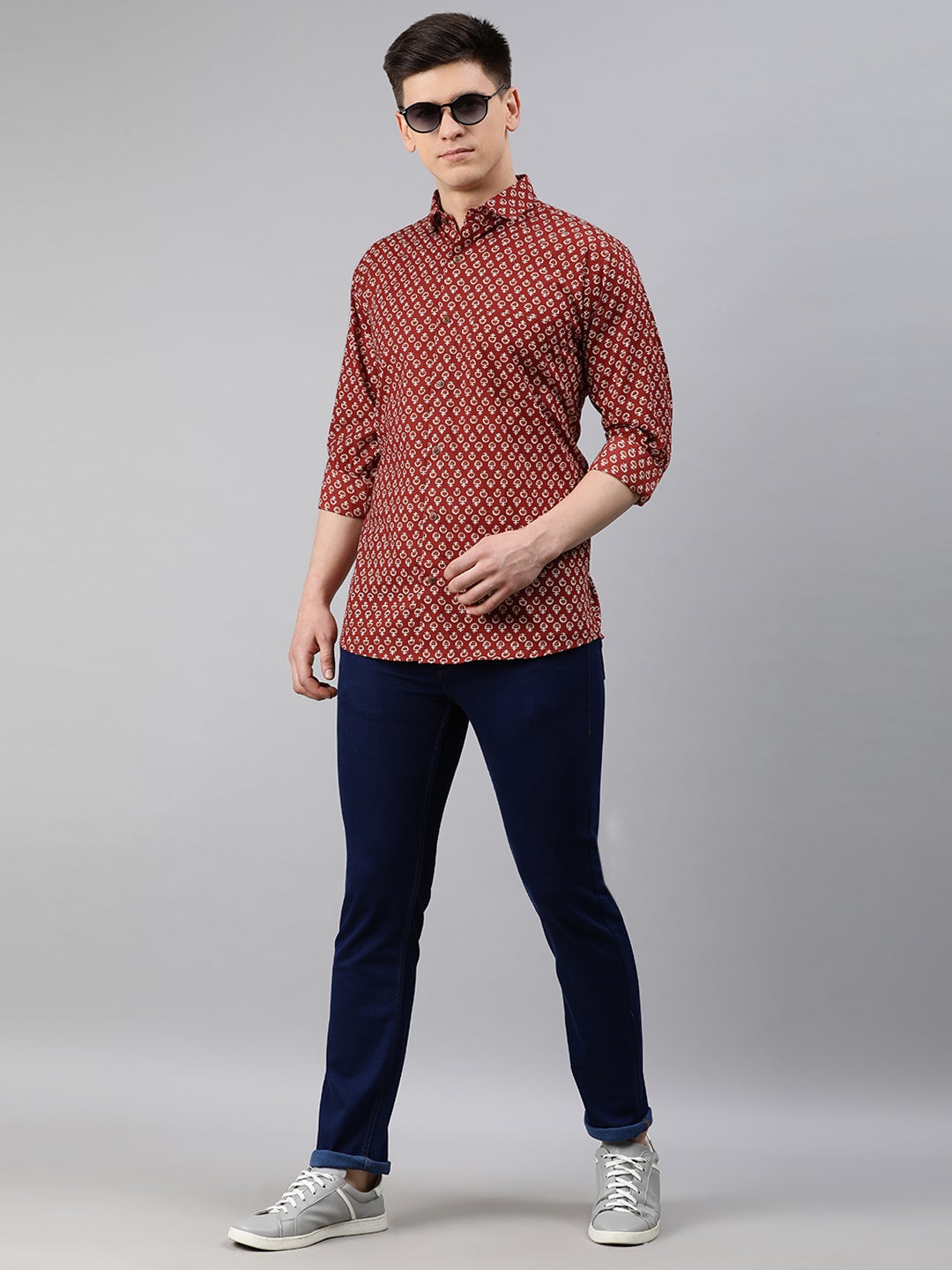 Men's Maroon Cotton Full Sleeves Shirts For Men - Taantav