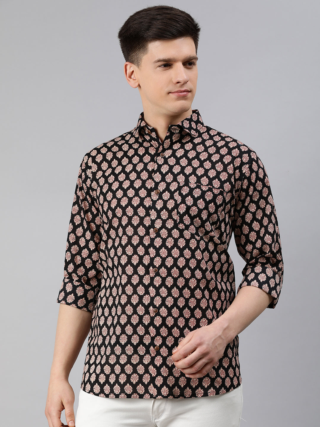 Men's Black Cotton Full Sleeves Shirts For Men - Taantav