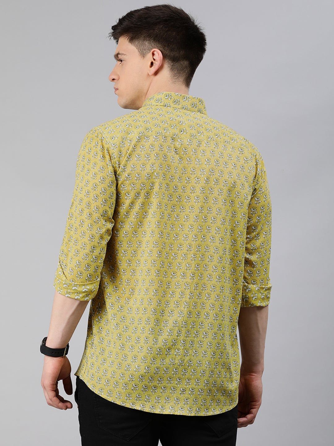 Men's Yellow Cotton Full Sleeves Shirts For Men - Taantav