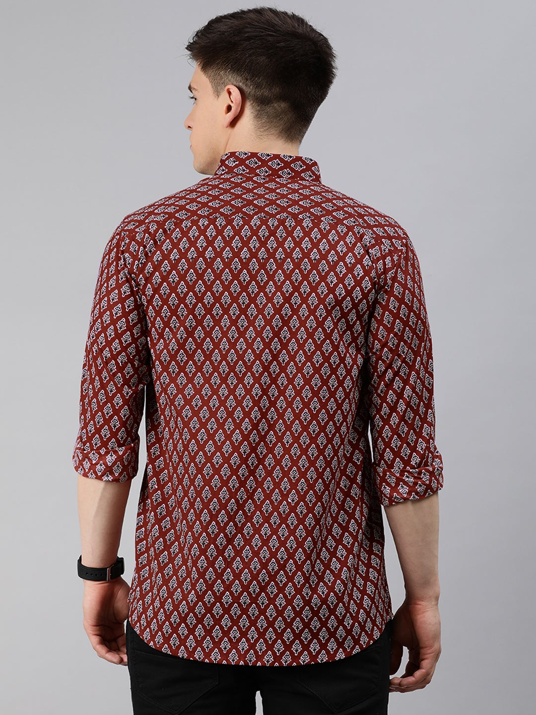 Men's Maroon Cotton Full Sleeves Shirts For Men - Taantav