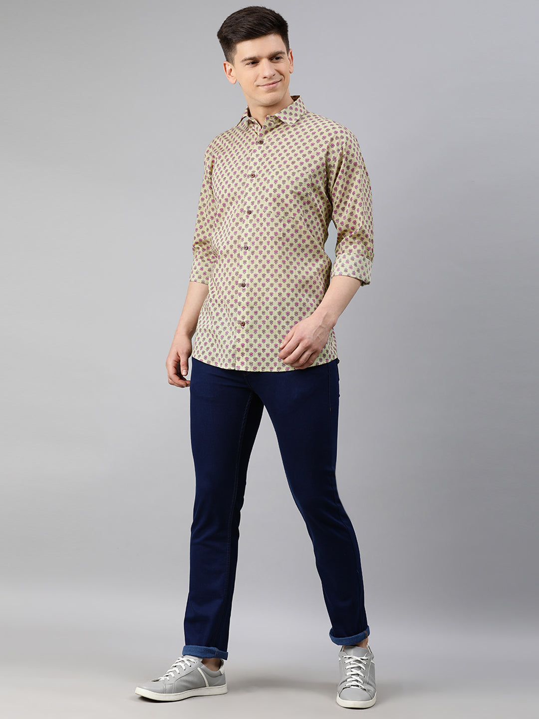 Men's Yellow Cotton Full Sleeves Shirts For Men - Taantav