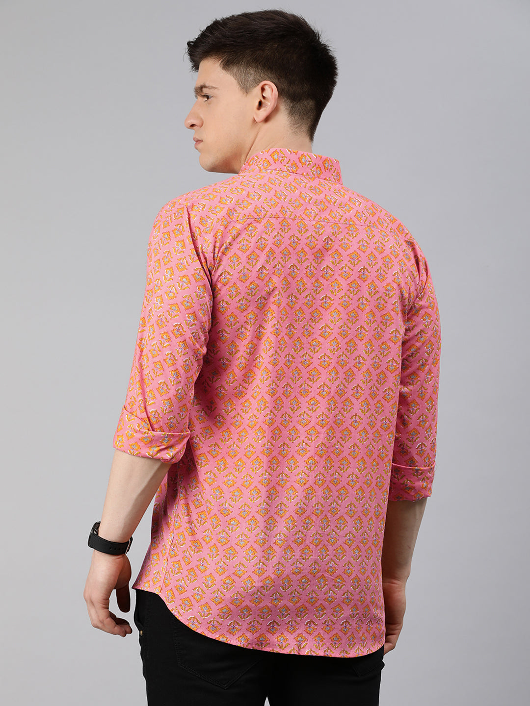 Men's Peach Cotton Full Sleeves Shirts For Men - Taantav