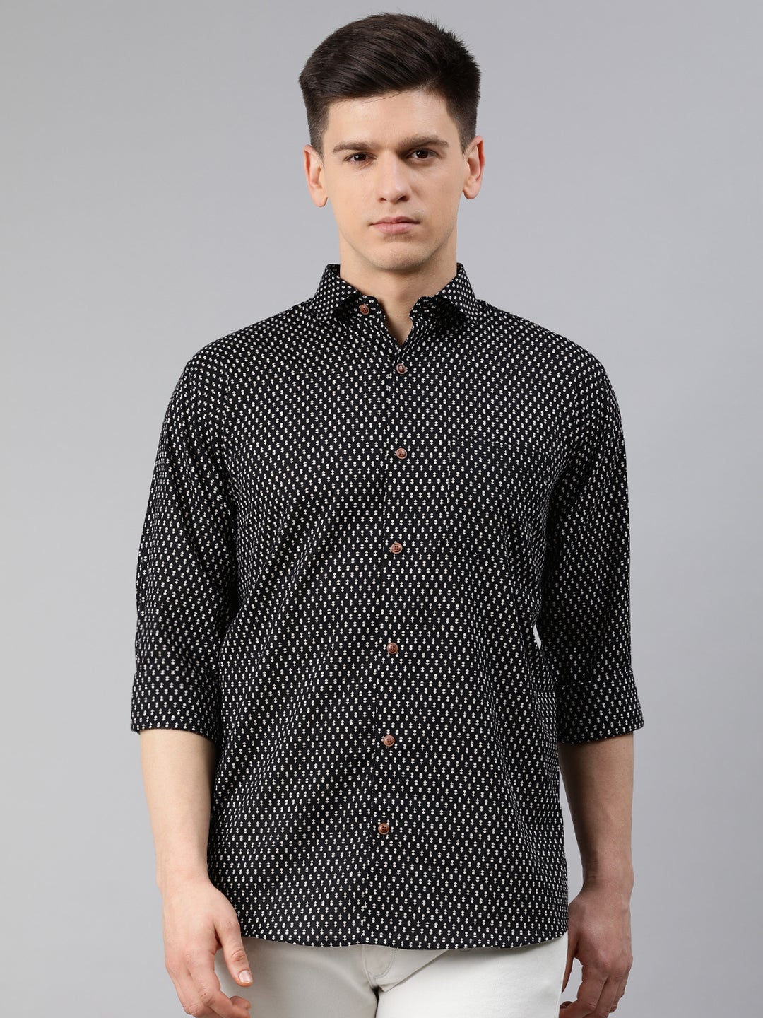 Men's Black Cotton Full Sleeves Shirts For Men - Taantav