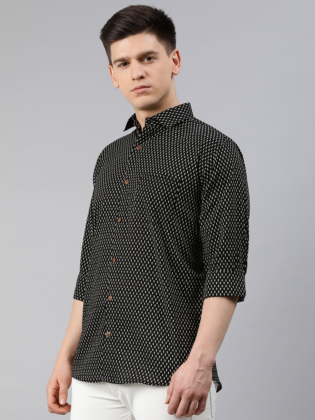 Men's Black Cotton Full Sleeves Shirts For Men - Taantav