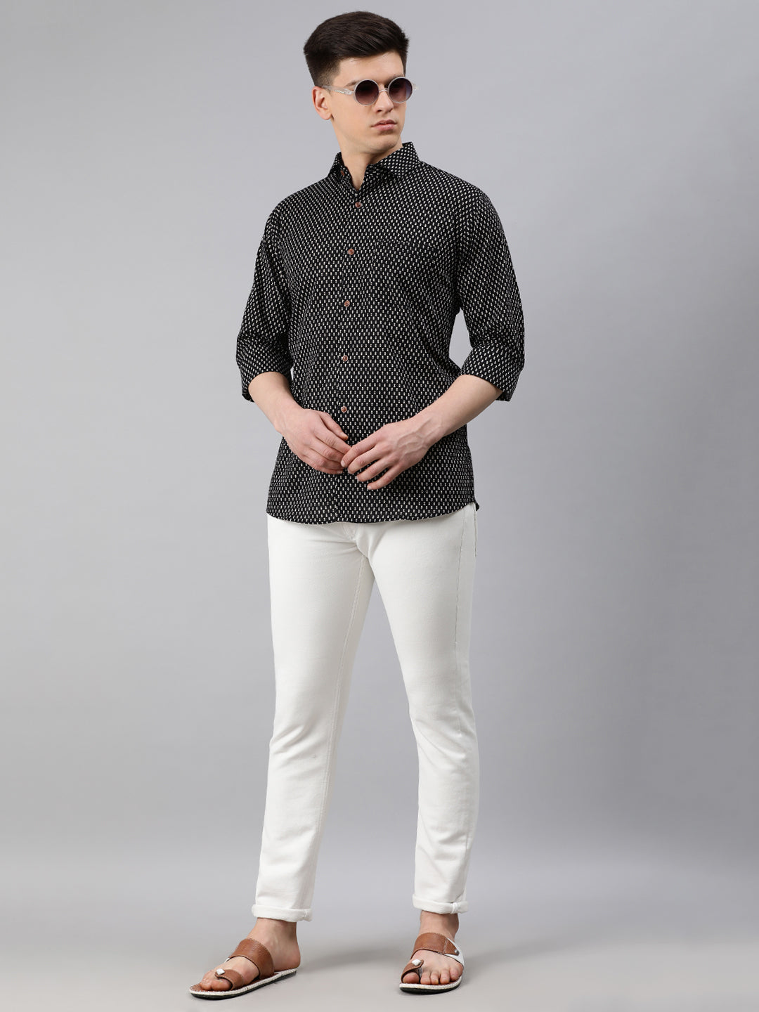 Men's Black Cotton Full Sleeves Shirts For Men - Taantav