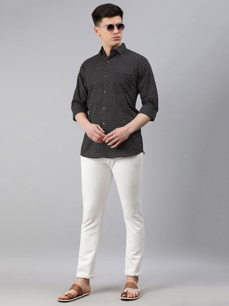 Men's Black Cotton Full Sleeves Shirts For Men