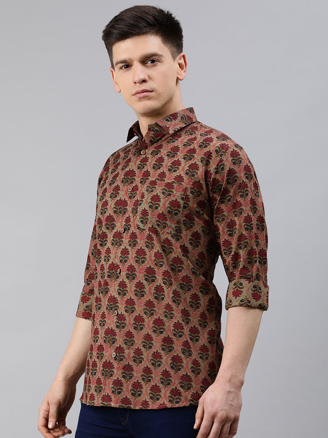 Men's Brown Cotton Full Sleeves Shirts For Men - Taantav