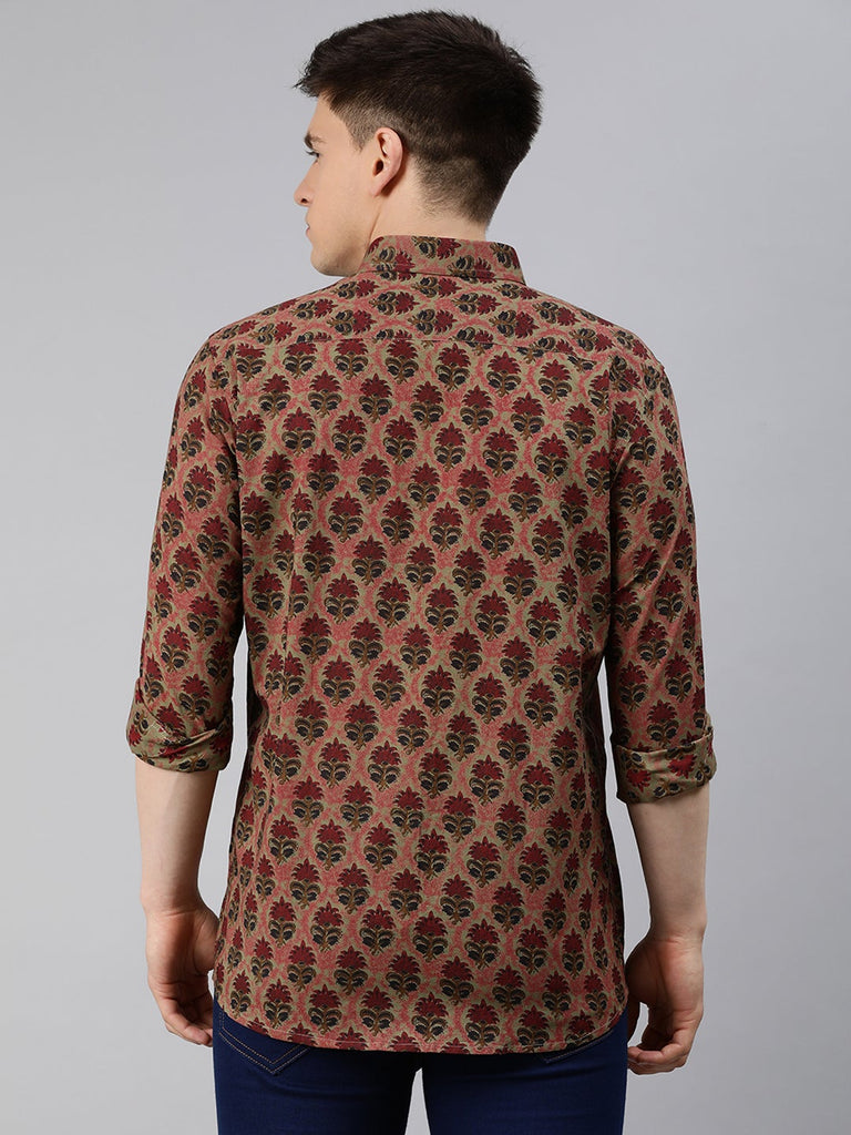 Men's Brown Cotton Full Sleeves Shirts For Men