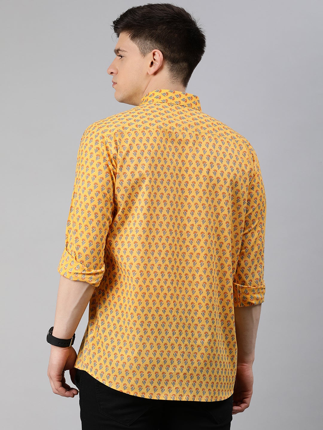 Men's Yellow Cotton Full Sleeves Shirts For Men - Taantav