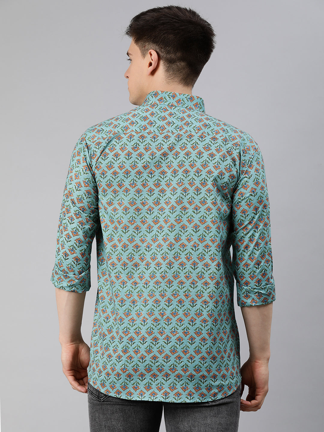 Men's Sea Green Cotton Full Sleeves Shirts For Men - Taantav