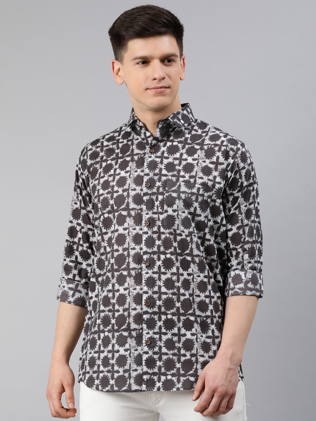 Men's Brown Cotton Full Sleeves Shirts For Men - Taantav