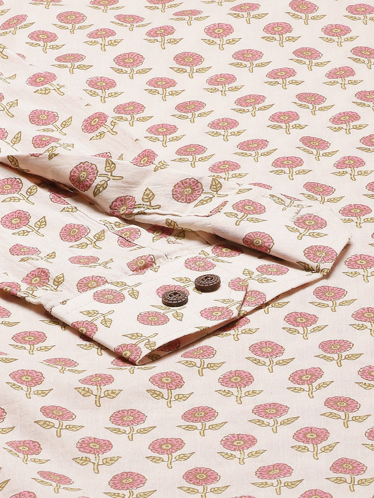 Men's Beige Cotton Full Sleeves Shirt