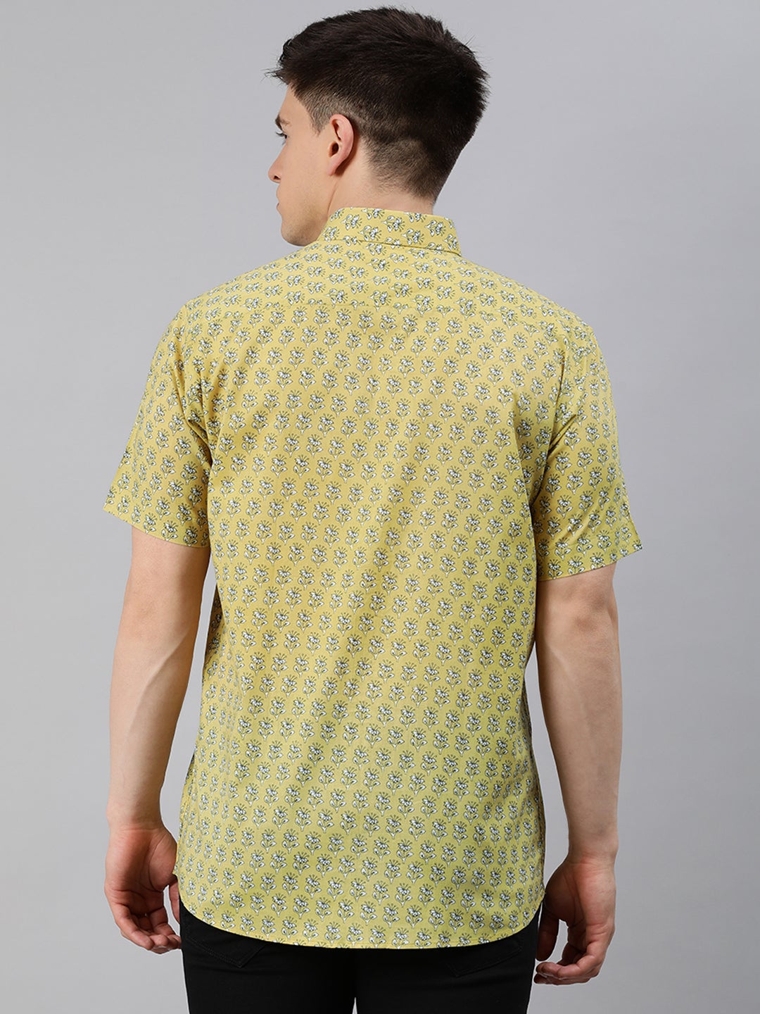 Men's Mustard Cotton Short Sleeves Shirts For Men - Taantav