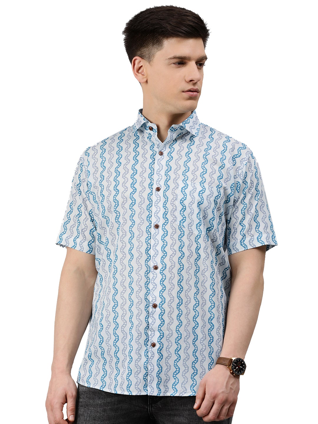 Men's White Cotton Short Sleeves Shirts For Men - Taantav