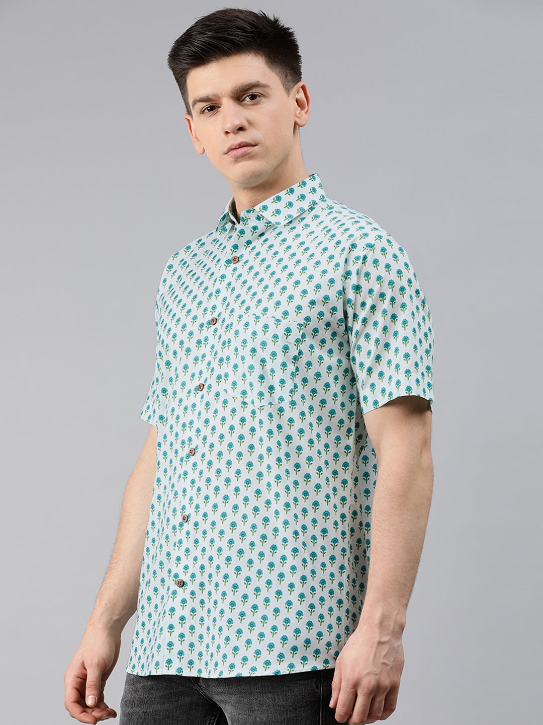 Men's White Cotton Short Sleeves Shirts For Men - Taantav