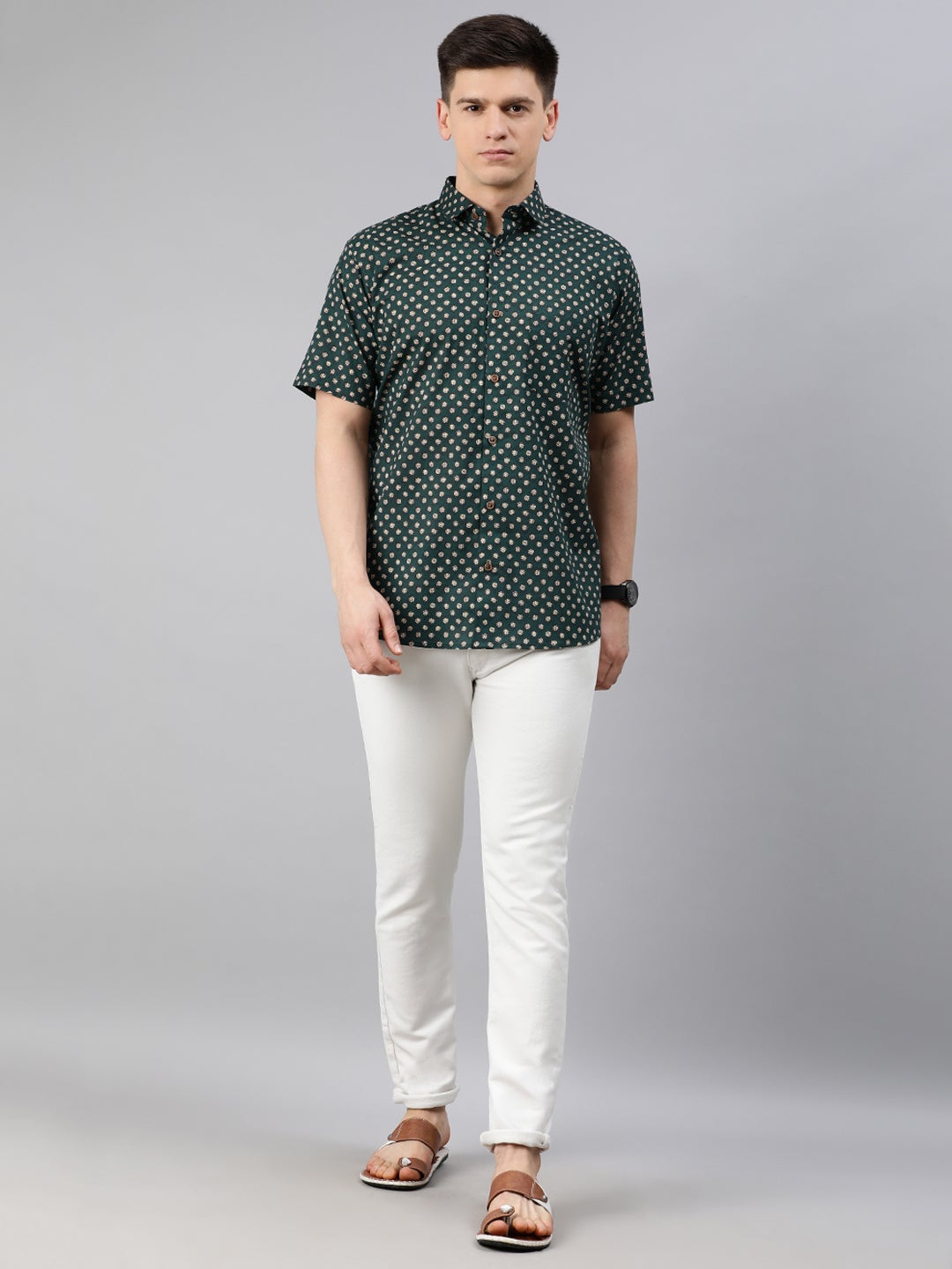 Men's Blue Cotton Short Sleeves Shirts For Men - Taantav