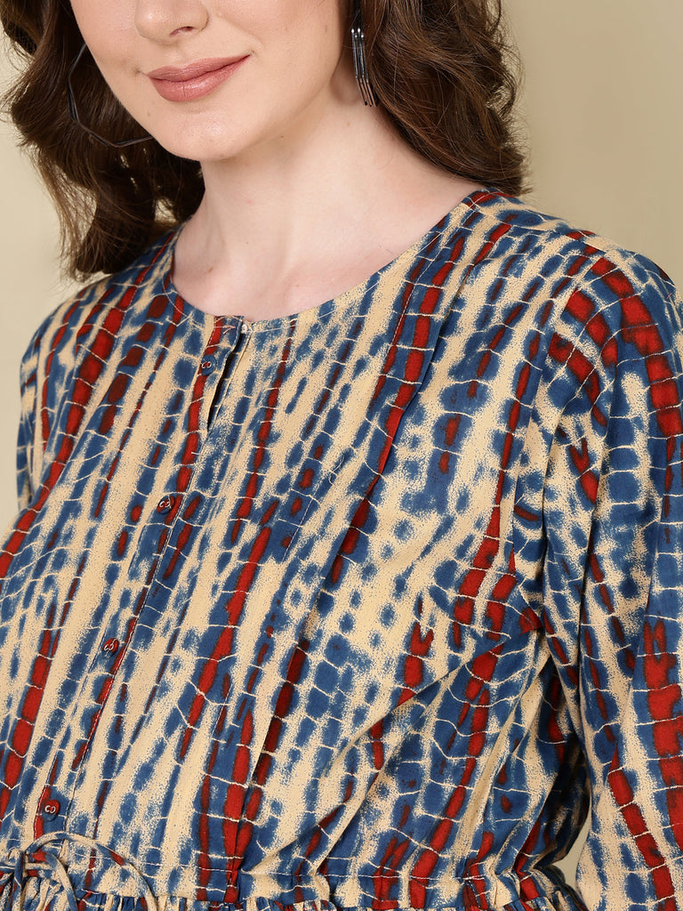 Women's Multi Printed Flared Maternity Dress