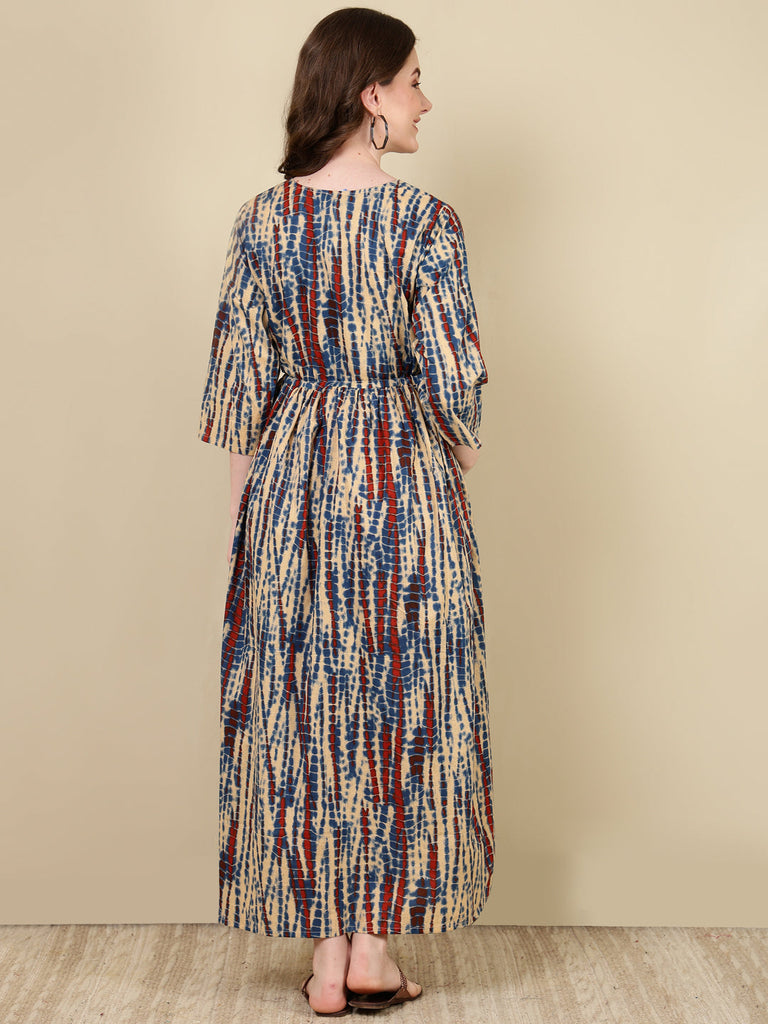 Women's Multi Printed Flared Maternity Dress