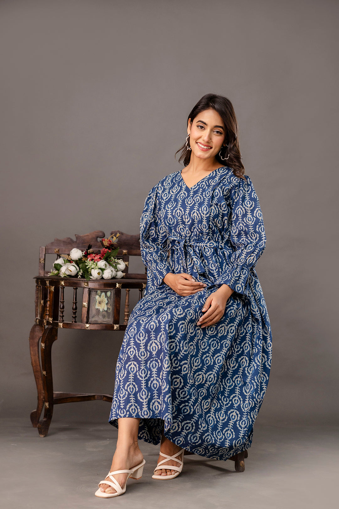 cotton printed dress Multicolor Floral 100% Off-Shoulder Maxi Tier Custom Size (Free) / Tall (5'7" and above) cotton maxi Sootisyahi Alluring Grey Pure Cotton