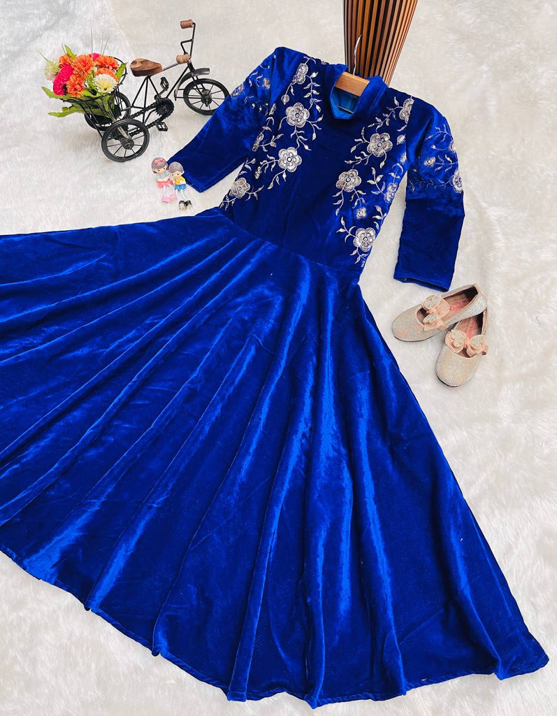 Girl's Vichitra Silk Embroidery Gown With Dupatta