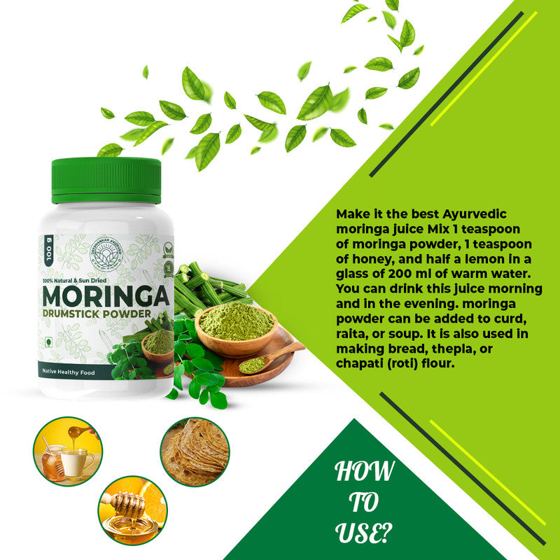 Moringa Drumstick Powder: Nutrient-Rich Miracle Green Superfood (100Gm) - Jayshankar Ayurved