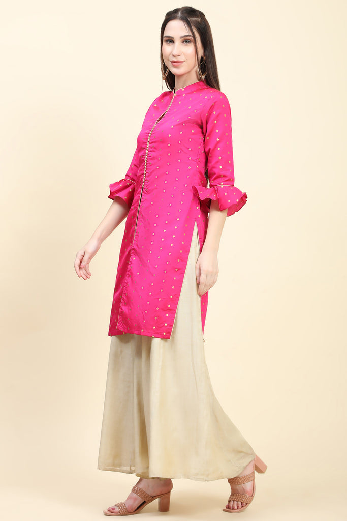 Women's Zari Woven Tafetta Kurta potli buttons