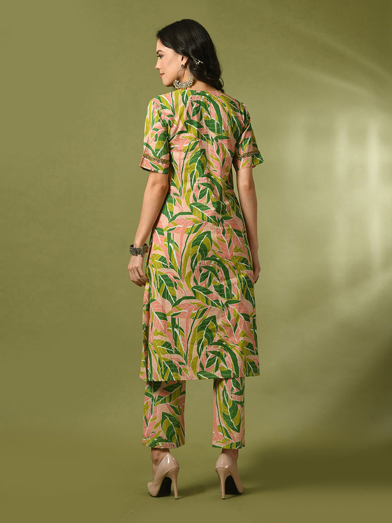 Women's  Multi Printed Cotton Straight Party Kurta Sets