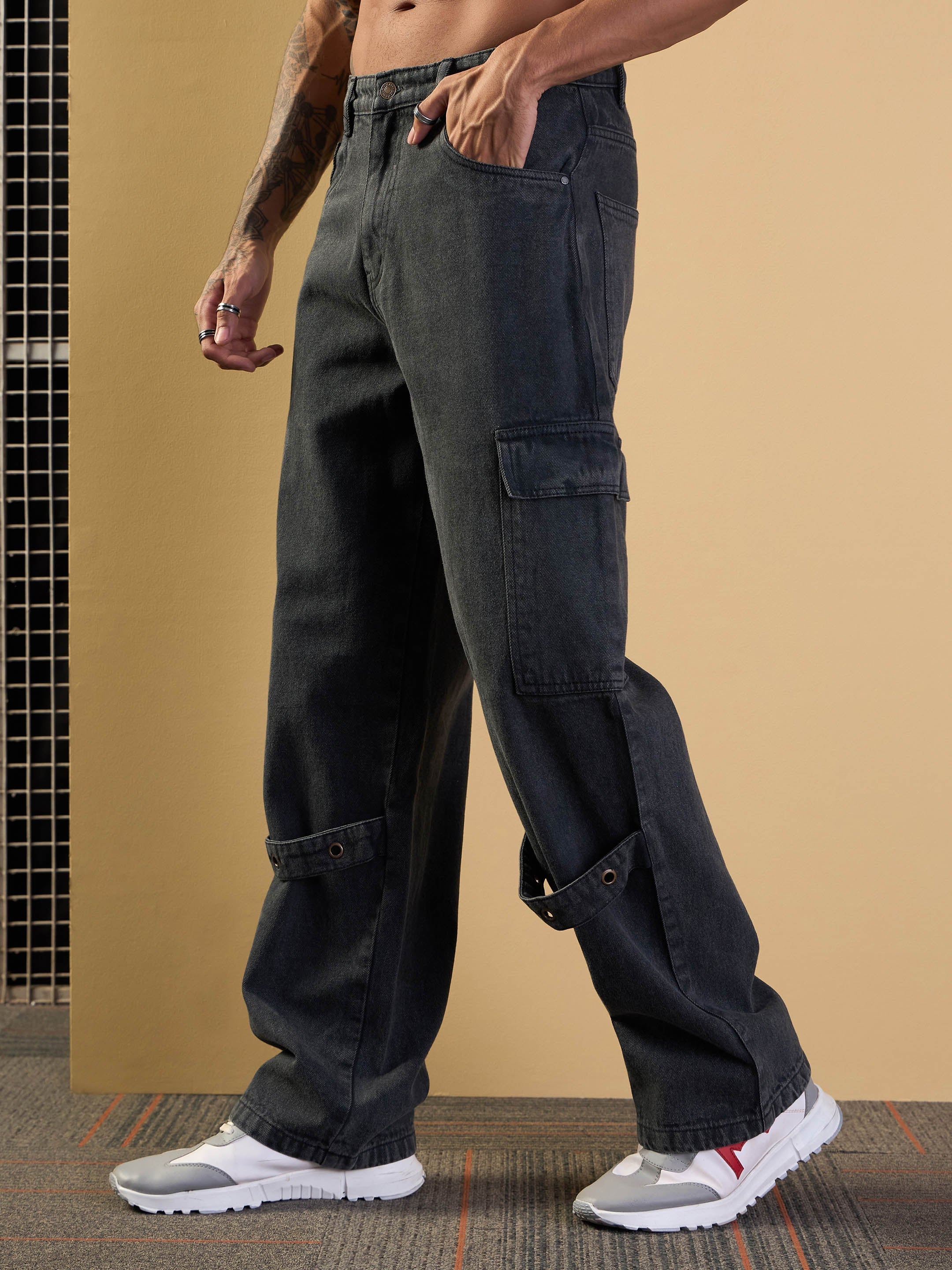 Men's Grey Baggy Jean - Mascln Sassafras