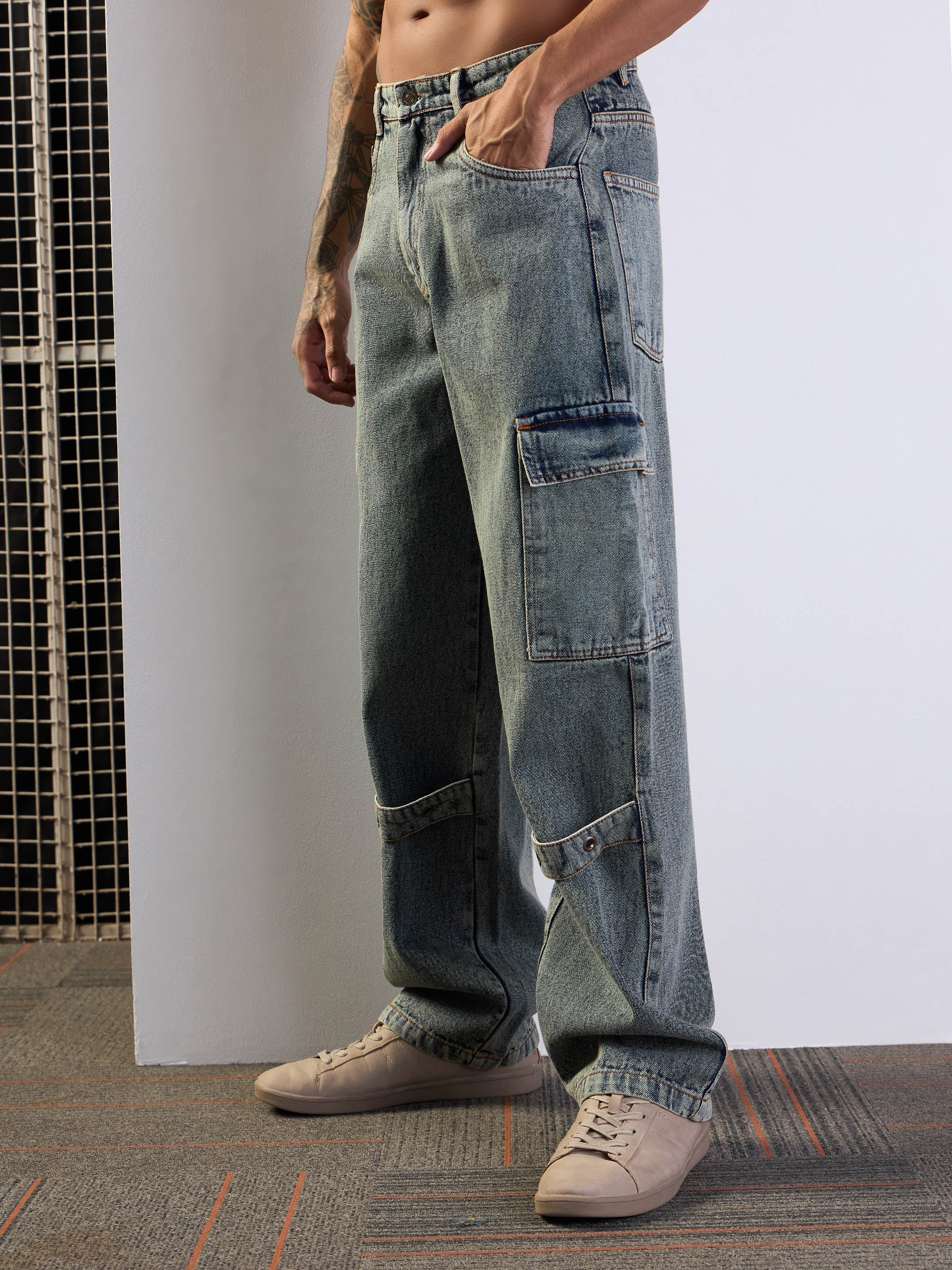 Men's Yellow Baggy Jean - Mascln Sassafras