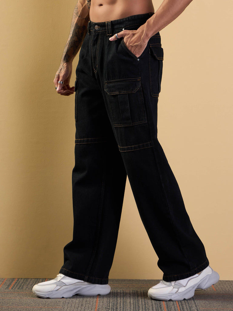 Men's Black Side Pocket Jean