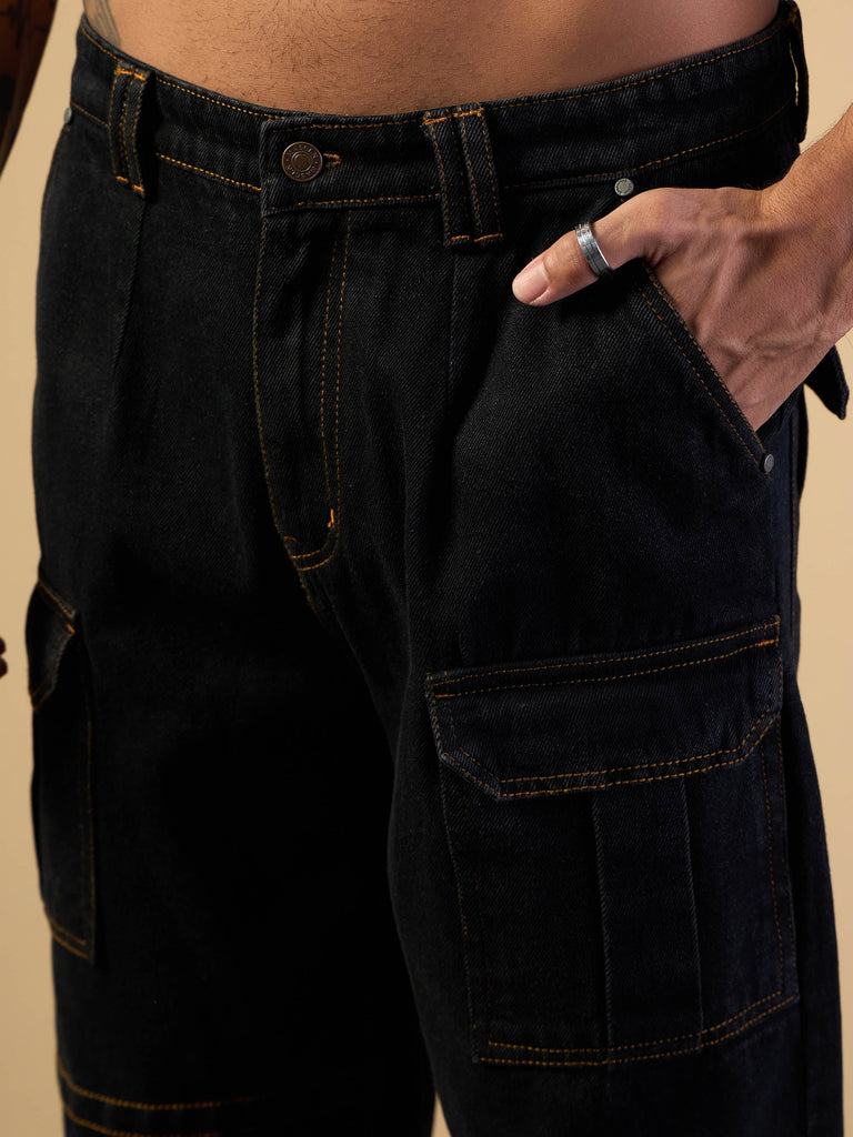 Men's Black Side Pocket Jean